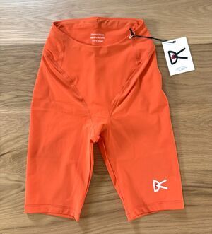 NWT District Vision Women Maya Half Tights XS Orange Running Cycling Shorts